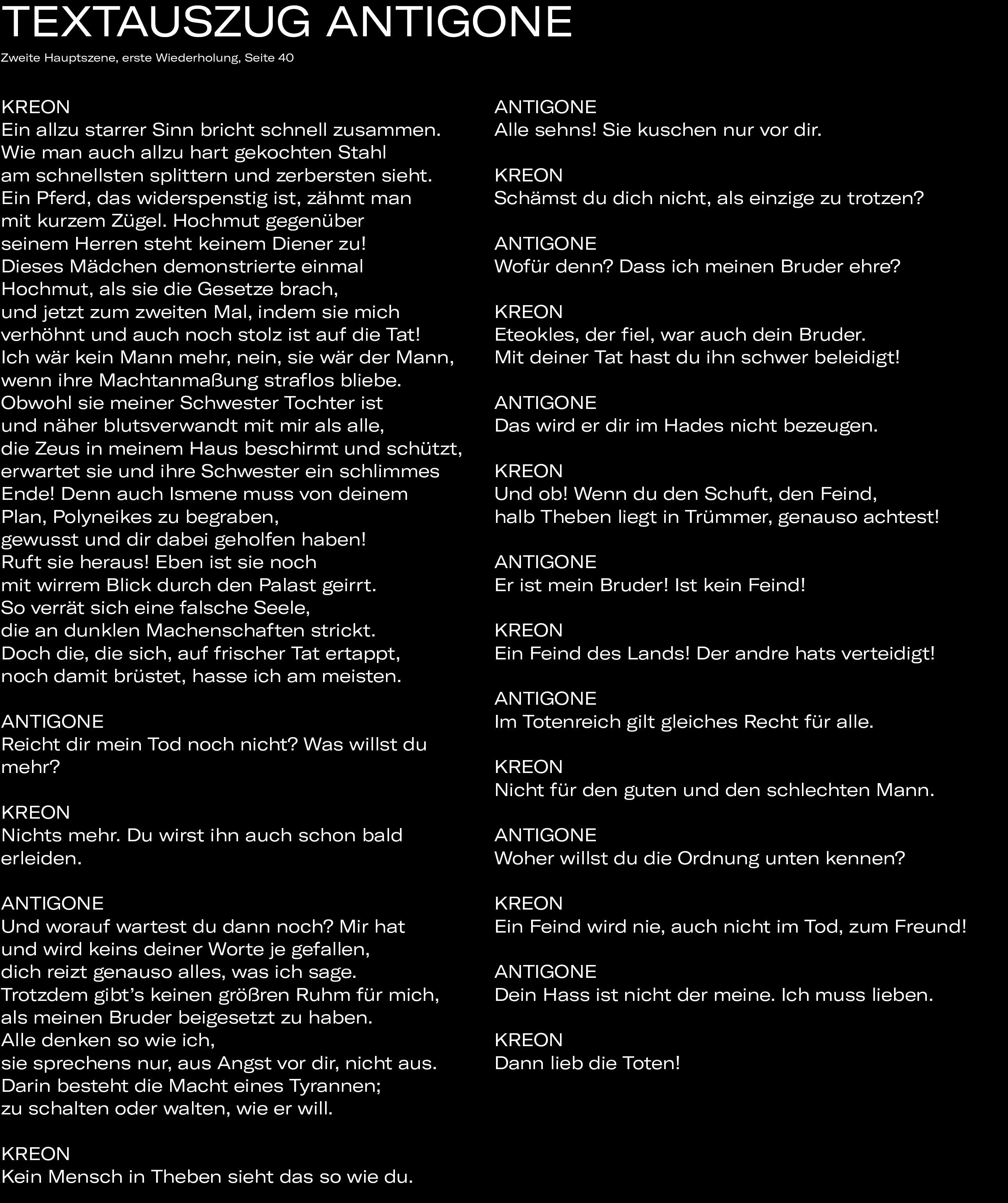 Mehr Drama - Antigone (Textauszug)